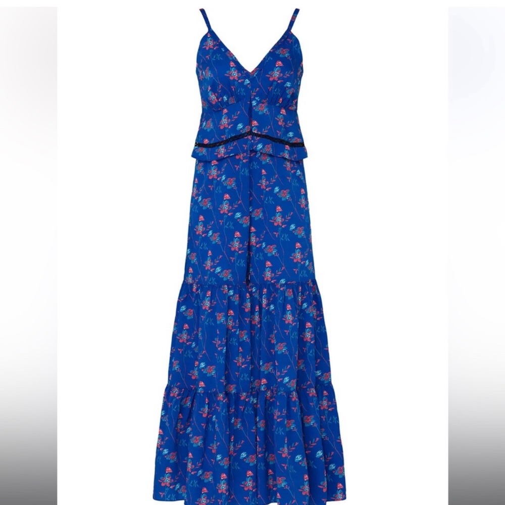 Thankoon Collective Wide Leg Blue Floral Jumpsuit- Size 10 - Picture 5 of 5